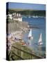 Beach and Cottages, St. Mawes, Cornwall, England, United Kingdom-Jenny Pate-Stretched Canvas