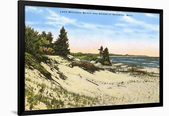 Beach and Dunes, Manistee, Michigan-null-Framed Art Print