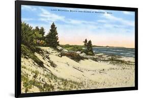 Beach and Dunes, Manistee, Michigan-null-Framed Art Print