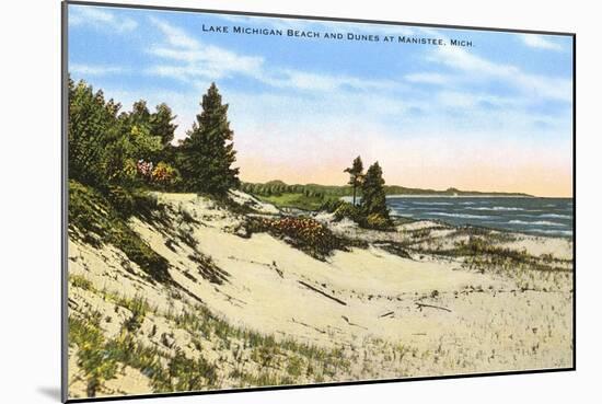 Beach and Dunes, Manistee, Michigan-null-Mounted Art Print