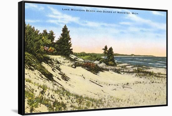 Beach and Dunes, Manistee, Michigan-null-Framed Stretched Canvas