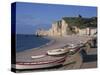 Beach and Falaise D'Amont, Etretat, Cote D'Albatre, Haute Normandie, France, Europe-Thouvenin Guy-Stretched Canvas