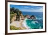 Beach and Falls, Julia Pfeiffer Beach, Mcway Falls, California-lucky-photographer-Framed Photographic Print