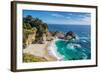 Beach and Falls, Julia Pfeiffer Beach, Mcway Falls, California-lucky-photographer-Framed Photographic Print