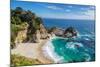 Beach and Falls, Julia Pfeiffer Beach, Mcway Falls, California-lucky-photographer-Mounted Photographic Print