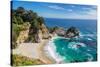 Beach and Falls, Julia Pfeiffer Beach, Mcway Falls, California-lucky-photographer-Stretched Canvas