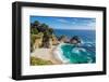 Beach and Falls, Julia Pfeiffer Beach, Mcway Falls, California-lucky-photographer-Framed Photographic Print