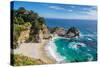 Beach and Falls, Julia Pfeiffer Beach, Mcway Falls, California-lucky-photographer-Stretched Canvas