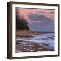 Beach and Full Moon Rise, East Kauai, Hawaii-Vincent James-Framed Photographic Print