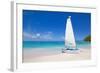 Beach and Hobie Cat, Long Bay, Antigua, Leeward Islands, West Indies, Caribbean, Central America-Frank Fell-Framed Photographic Print