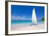 Beach and Hobie Cat, Long Bay, Antigua, Leeward Islands, West Indies, Caribbean, Central America-Frank Fell-Framed Photographic Print