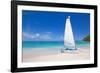 Beach and Hobie Cat, Long Bay, Antigua, Leeward Islands, West Indies, Caribbean, Central America-Frank Fell-Framed Photographic Print