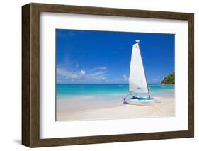 Beach and Hobie Cat, Long Bay, Antigua, Leeward Islands, West Indies, Caribbean, Central America-Frank Fell-Framed Photographic Print