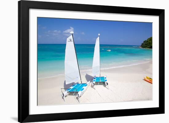 Beach and Hobie Cats, Long Bay, Antigua, Leeward Islands, West Indies, Caribbean, Central America-Frank Fell-Framed Photographic Print