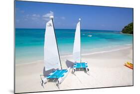 Beach and Hobie Cats, Long Bay, Antigua, Leeward Islands, West Indies, Caribbean, Central America-Frank Fell-Mounted Photographic Print