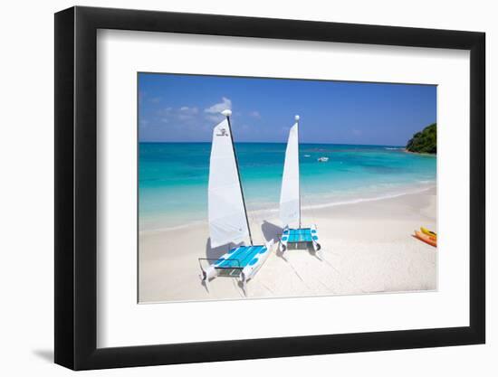 Beach and Hobie Cats, Long Bay, Antigua, Leeward Islands, West Indies, Caribbean, Central America-Frank Fell-Framed Photographic Print