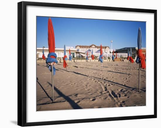 Beach and Hotel Royal in Distance, Deauville, Basse Normandie (Normandy), France-Guy Thouvenin-Framed Photographic Print