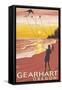 Beach and Kites - Gearhart, Oregon-Lantern Press-Framed Stretched Canvas