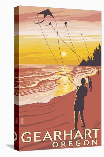 Beach and Kites - Gearhart, Oregon-Lantern Press-Stretched Canvas