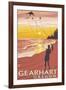 Beach and Kites - Gearhart, Oregon-Lantern Press-Framed Art Print