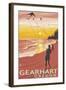 Beach and Kites - Gearhart, Oregon-Lantern Press-Framed Art Print