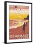 Beach and Kites - Gearhart, Oregon-Lantern Press-Framed Art Print