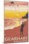 Beach and Kites - Gearhart, Oregon-Lantern Press-Mounted Art Print