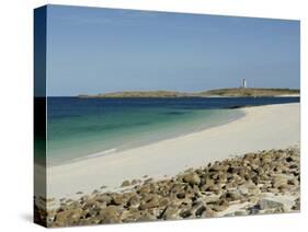 Beach and Lighthouse, Island of Glenan, Brittany, France, Europe-Groenendijk Peter-Stretched Canvas