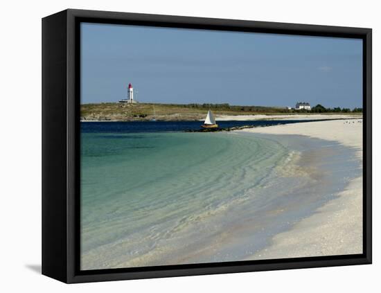 Beach and Lighthouse, Islands of Glenan, Brittany, France, Europe-Groenendijk Peter-Framed Stretched Canvas