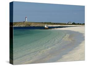 Beach and Lighthouse, Islands of Glenan, Brittany, France, Europe-Groenendijk Peter-Stretched Canvas