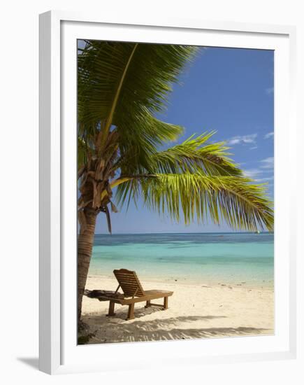 Beach and Lounger, Plantation Island Resort, Malolo Lailai Island, Mamanuca Islands, Fiji-David Wall-Framed Premium Photographic Print