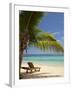 Beach and Lounger, Plantation Island Resort, Malolo Lailai Island, Mamanuca Islands, Fiji-David Wall-Framed Photographic Print