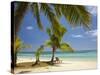 Beach and Lounger, Plantation Island Resort, Malolo Lailai Island, Mamanuca Islands, Fiji-David Wall-Stretched Canvas