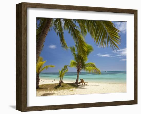 Beach and Lounger, Plantation Island Resort, Malolo Lailai Island, Mamanuca Islands, Fiji-David Wall-Framed Premium Photographic Print