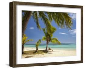 Beach and Lounger, Plantation Island Resort, Malolo Lailai Island, Mamanuca Islands, Fiji-David Wall-Framed Premium Photographic Print