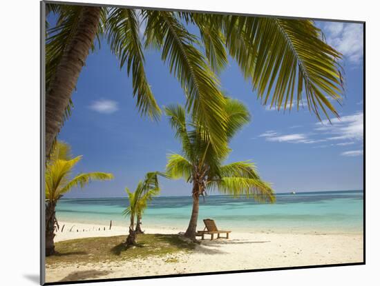 Beach and Lounger, Plantation Island Resort, Malolo Lailai Island, Mamanuca Islands, Fiji-David Wall-Mounted Premium Photographic Print