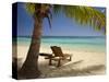 Beach and Lounger, Plantation Island Resort, Malolo Lailai Island, Mamanuca Islands, Fiji-David Wall-Stretched Canvas