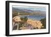 Beach and Mountains, Santa Barbara, California-null-Framed Art Print