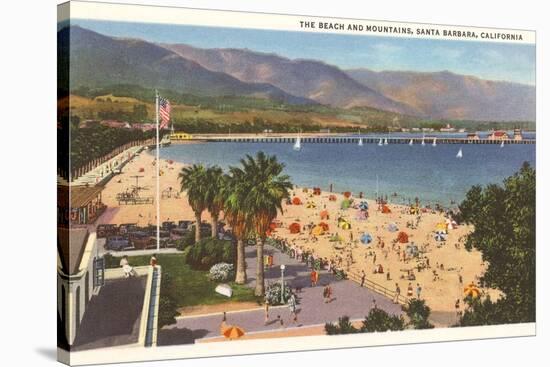 Beach and Mountains, Santa Barbara, California-null-Stretched Canvas