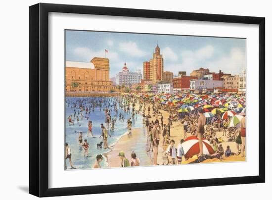 Beach and Municipal Auditorium, Long Beach, California-null-Framed Art Print