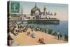 Beach and Palais de La Jetee, Nice. Postcard Sent in 1913-French Photographer-Stretched Canvas