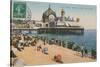 Beach and Palais de La Jetee, Nice. Postcard Sent in 1913-French Photographer-Stretched Canvas