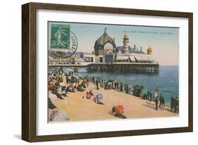 Beach and Palais de La Jetee, Nice. Postcard Sent in 1913-French Photographer-Framed Giclee Print