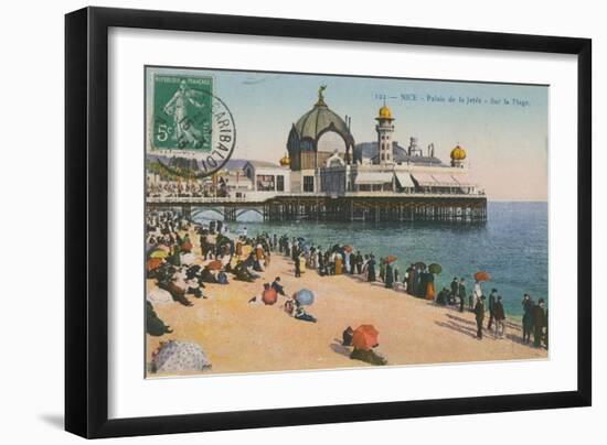 Beach and Palais de La Jetee, Nice. Postcard Sent in 1913-French Photographer-Framed Giclee Print