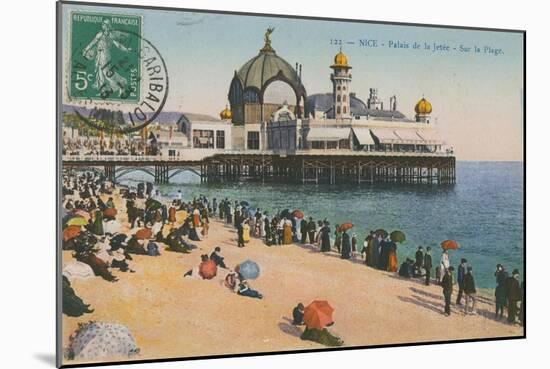 Beach and Palais de La Jetee, Nice. Postcard Sent in 1913-French Photographer-Mounted Giclee Print
