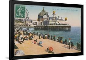 Beach and Palais de La Jetee, Nice. Postcard Sent in 1913-French Photographer-Framed Giclee Print