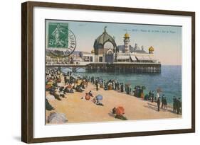 Beach and Palais de La Jetee, Nice. Postcard Sent in 1913-French Photographer-Framed Giclee Print