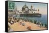 Beach and Palais de La Jetee, Nice. Postcard Sent in 1913-French Photographer-Framed Stretched Canvas