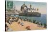 Beach and Palais de La Jetee, Nice. Postcard Sent in 1913-French Photographer-Stretched Canvas