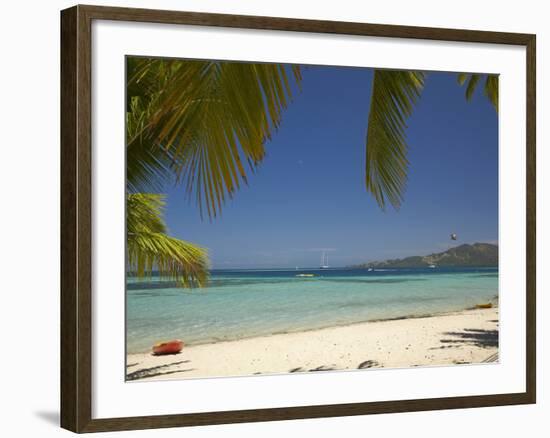 Beach and Palm Trees, Plantation Island Resort, Malolo Lailai Island, Mamanuca Islands, Fiji-David Wall-Framed Photographic Print